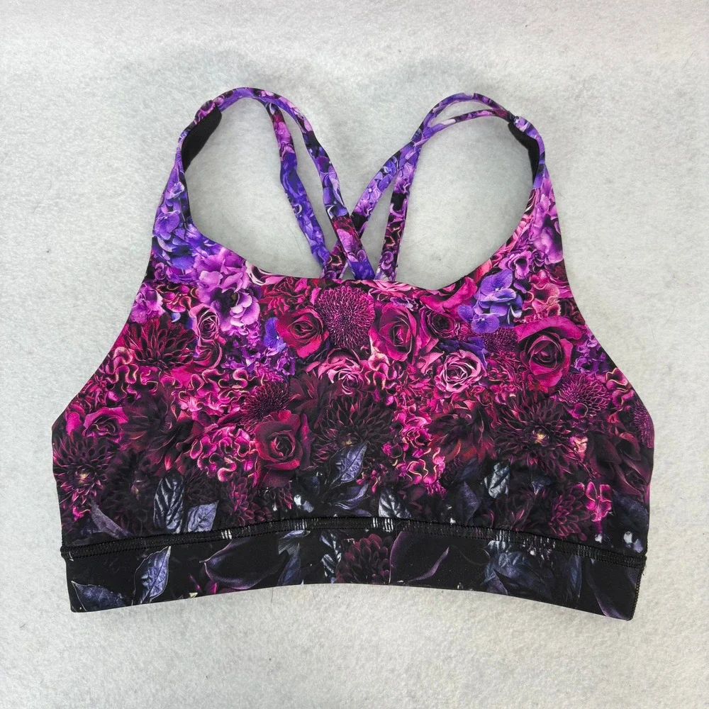 Lululemon Energy Bra Purple Bloom Floral Print Women's Size 6 Active Performance